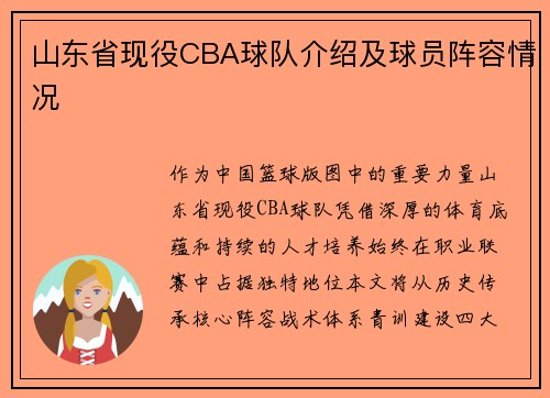 山东省现役CBA球队介绍及球员阵容情况
